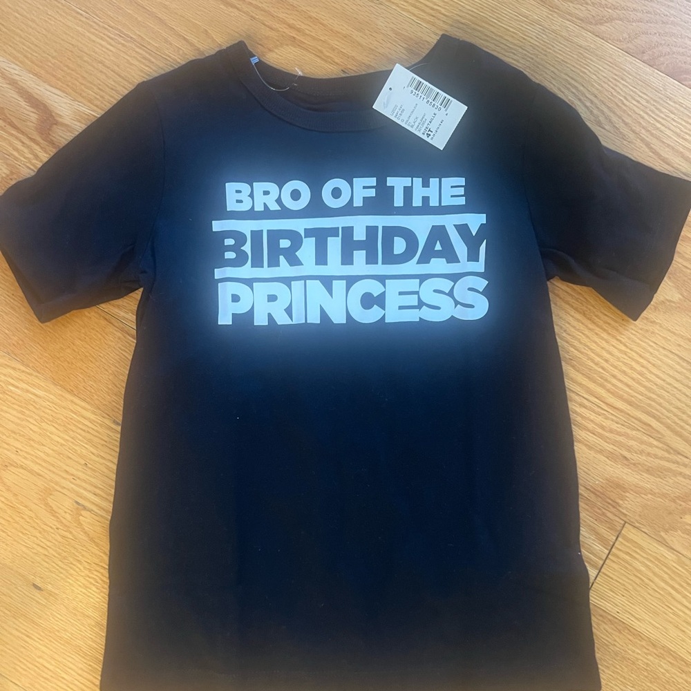 - Black 'Bro of the Birthday Princess' Kids T-Shirt